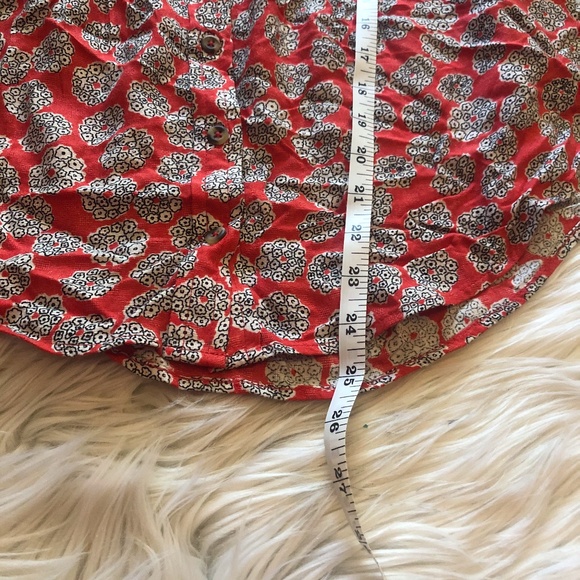 Maeve Anthropologie Red Floral Pleated Ruffle Tank - Picture 3 of 7